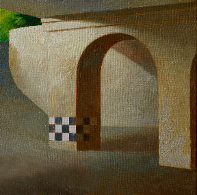 Under a Bridge, Oil on Canvas, 42 X 42,  FOR SALE